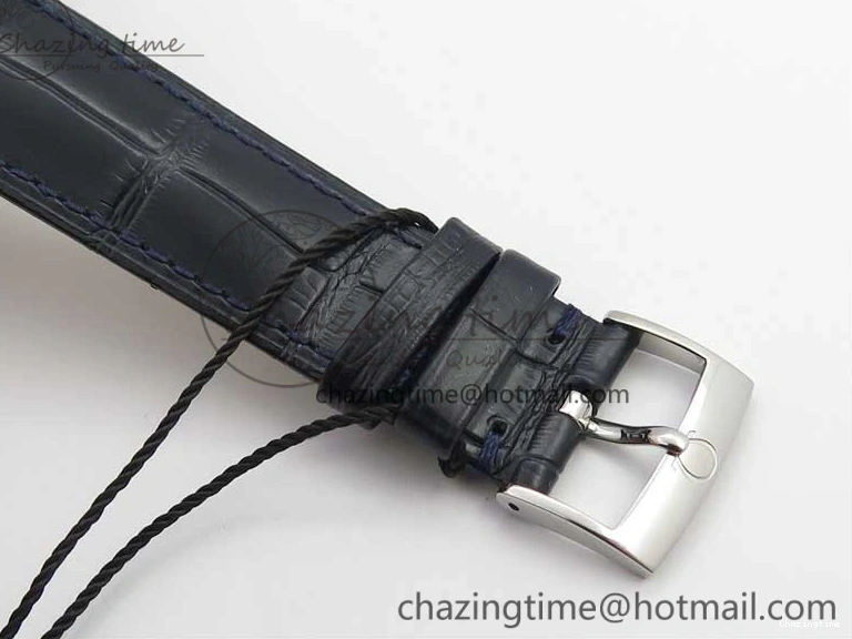 0312 Timeless De Ville Prestige Real PR SS ZF 1:1 Best Edition Gray Dial Blue Markers on Blue Leather Strap MIYOTA 7936